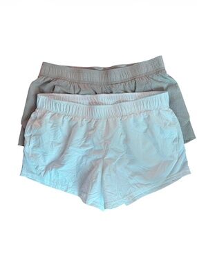 Women's Athletic Shorts 2-Pack White and Cream Elastic Waist Activewear